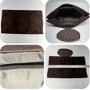 Koret Rare Vintage Brown Suede Leaf Clutch 70s Boho Squeeze Frame Bag w Pouch